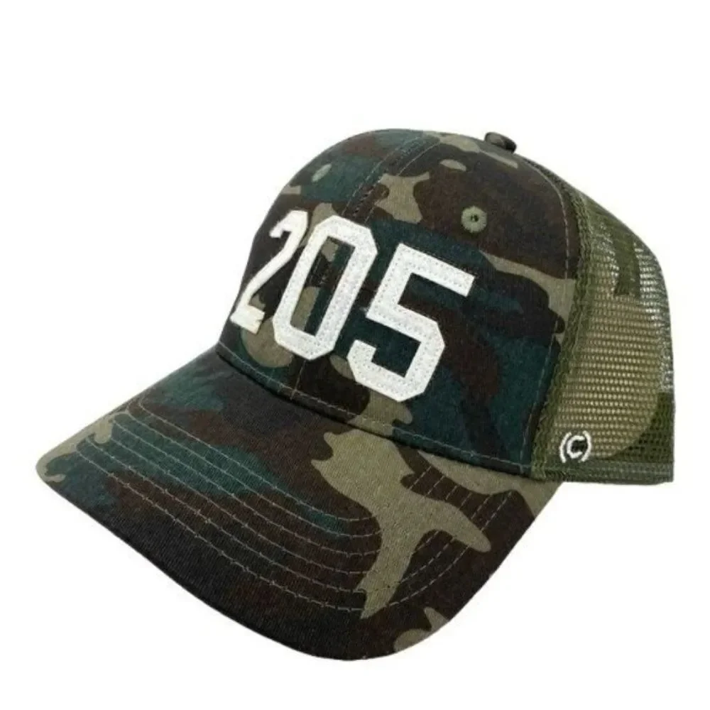 Birmingham Alabama 205 Area Code Camo Trucker Baseball Hat New